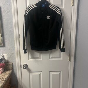 adidas Black Track Jacket size XS with White Three-Stripes